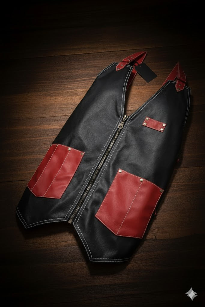 Rexine Barber Apron Vest. Water, hair, and color resistant protective vest with pockets.